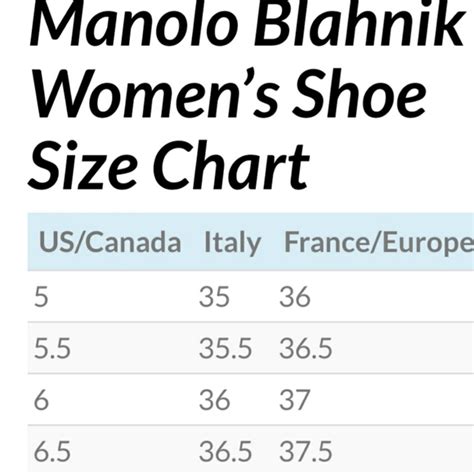 manolo blahnik size chart